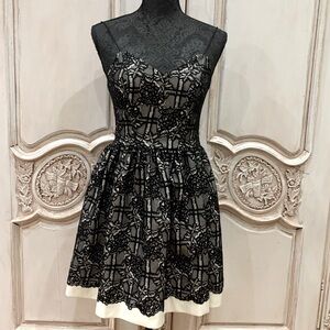 Bloomingdale’s Elegant Black Lace Overlay Dress MSRP $198